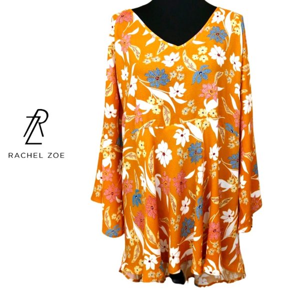 Rachel Zoe Tops - NWT Rachel Zoe Drapey Boho Peasant Tunic Top Long Angel Sleeves Pumpkin 3X